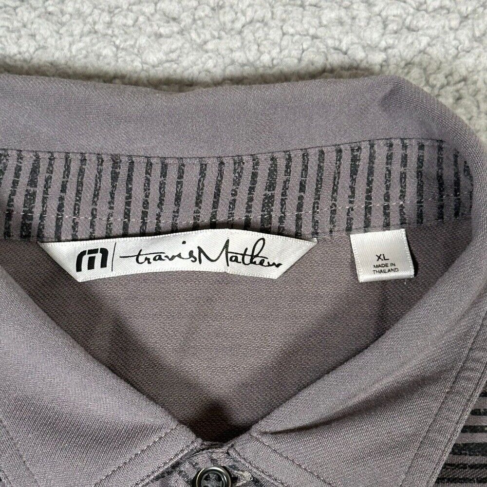 Travis Mathew Polo Shirt Mens XL Gray Pattern Golf Short Sleeve Cotton Blend - Picture 2 of 7